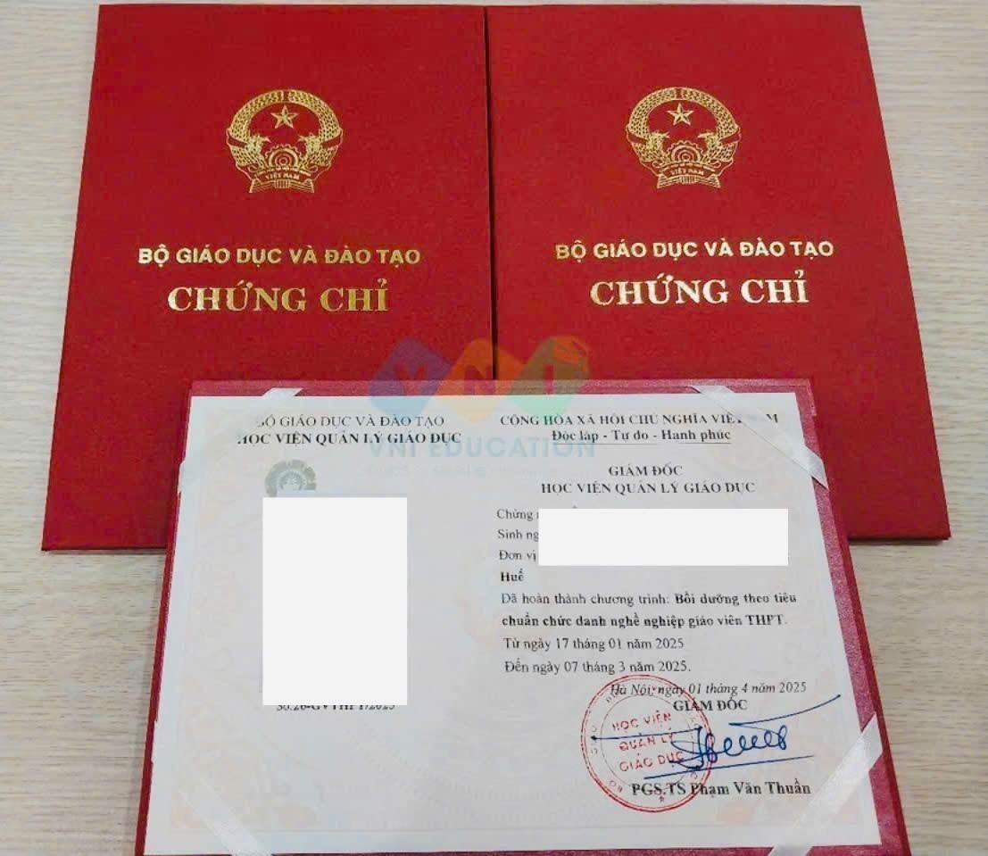 Mẫu chứng chỉ Bồi dưỡng theo tiêu chuẩn chức danh nghề nghiệp giáo viên Tiểu học/THCS/THPT