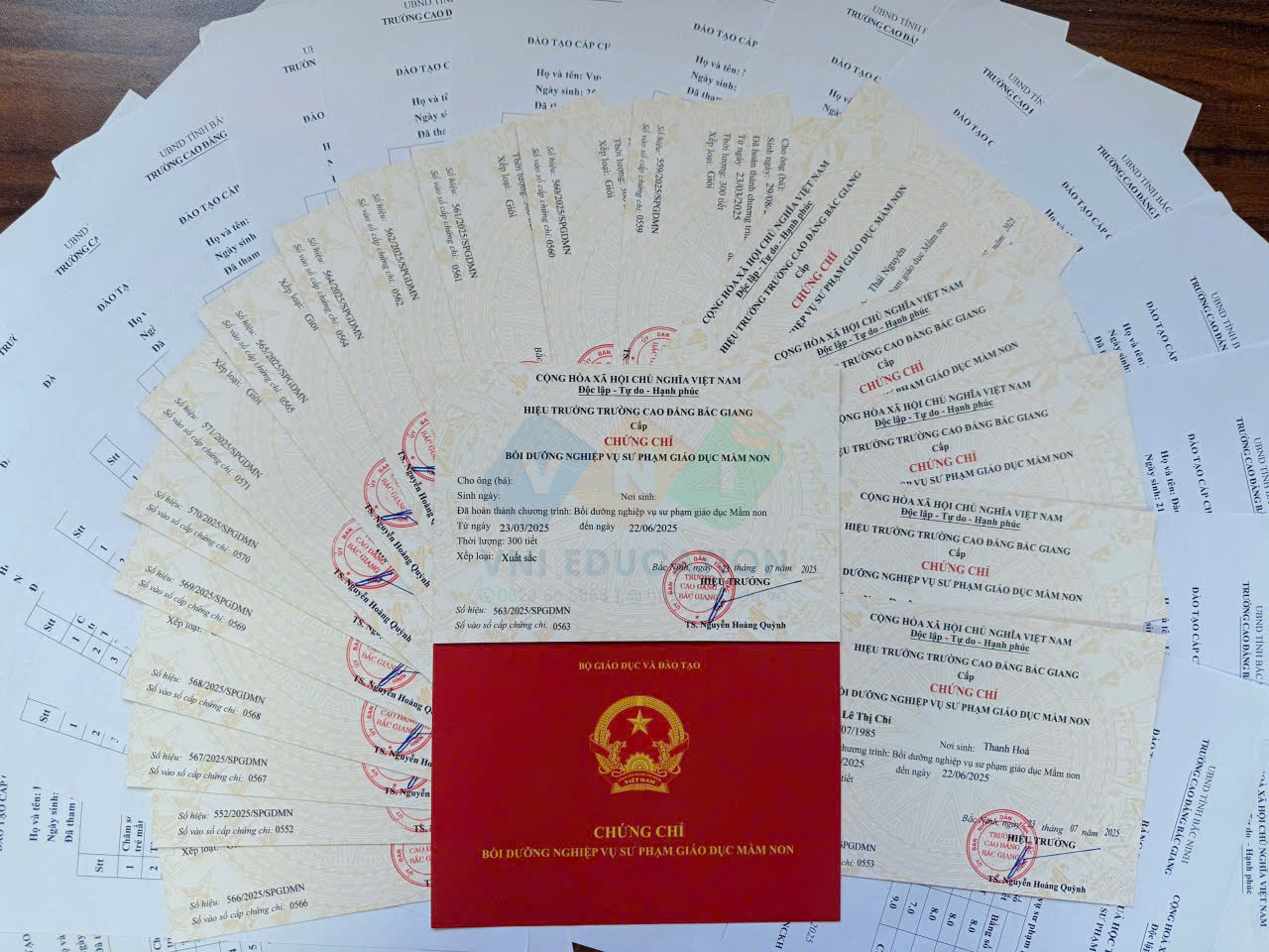 Mẫu chứng chỉ Nghiệp vụ sư phạm Giáo dục mầm non